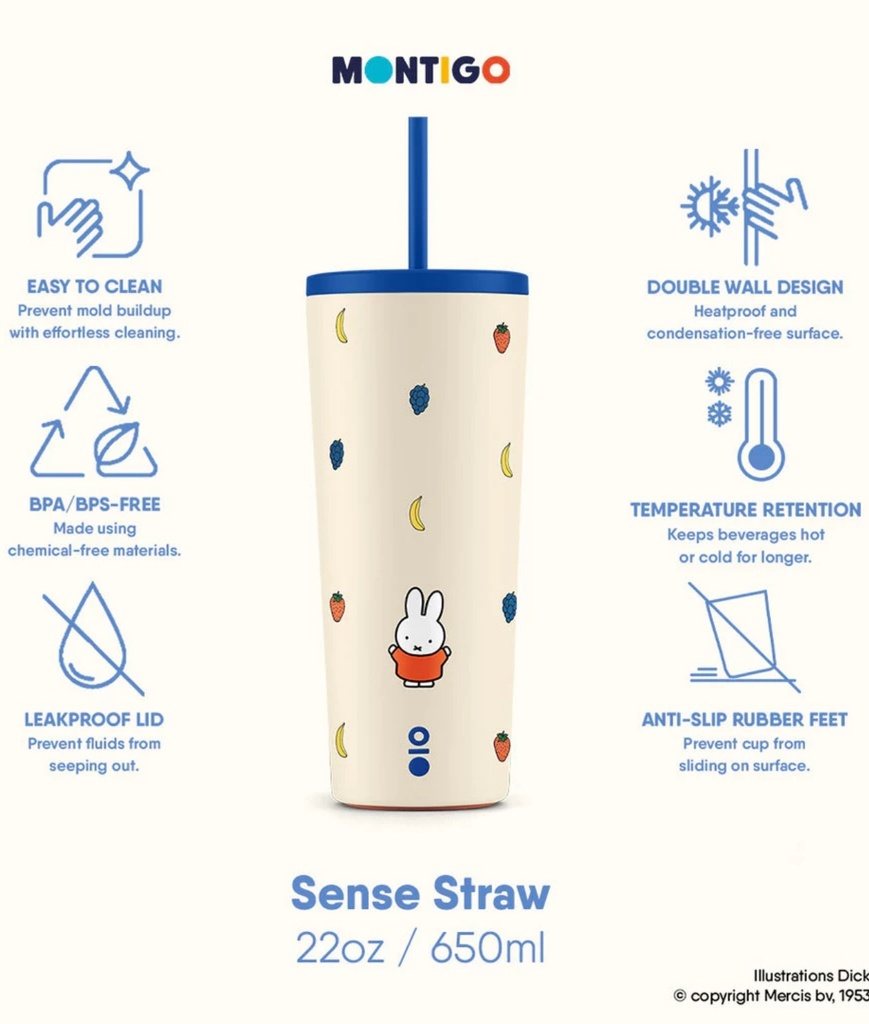MT Miffy Sense Straw Cup 22 Oz