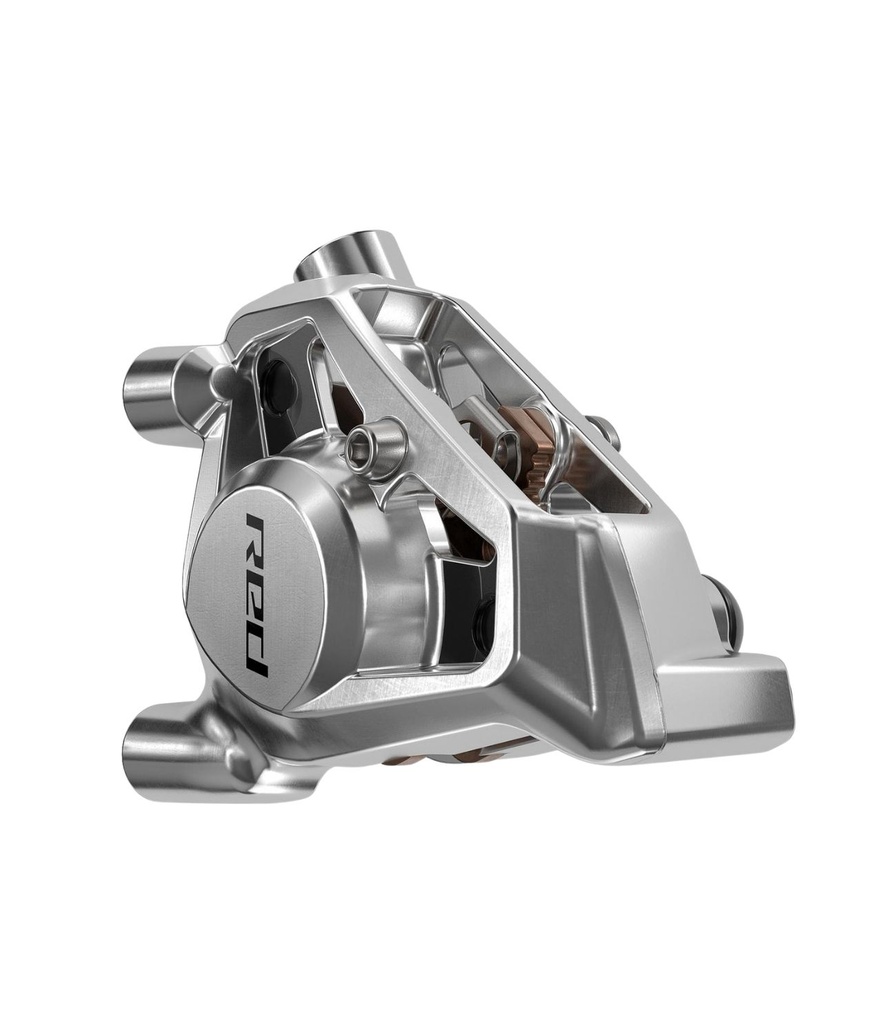 Disc Brake Caliper Assembly - (Assembled, No Hose) Red Etap Axs E1 - Flat Mount 2-Piece Front/Rear Silver Including Brake Pads