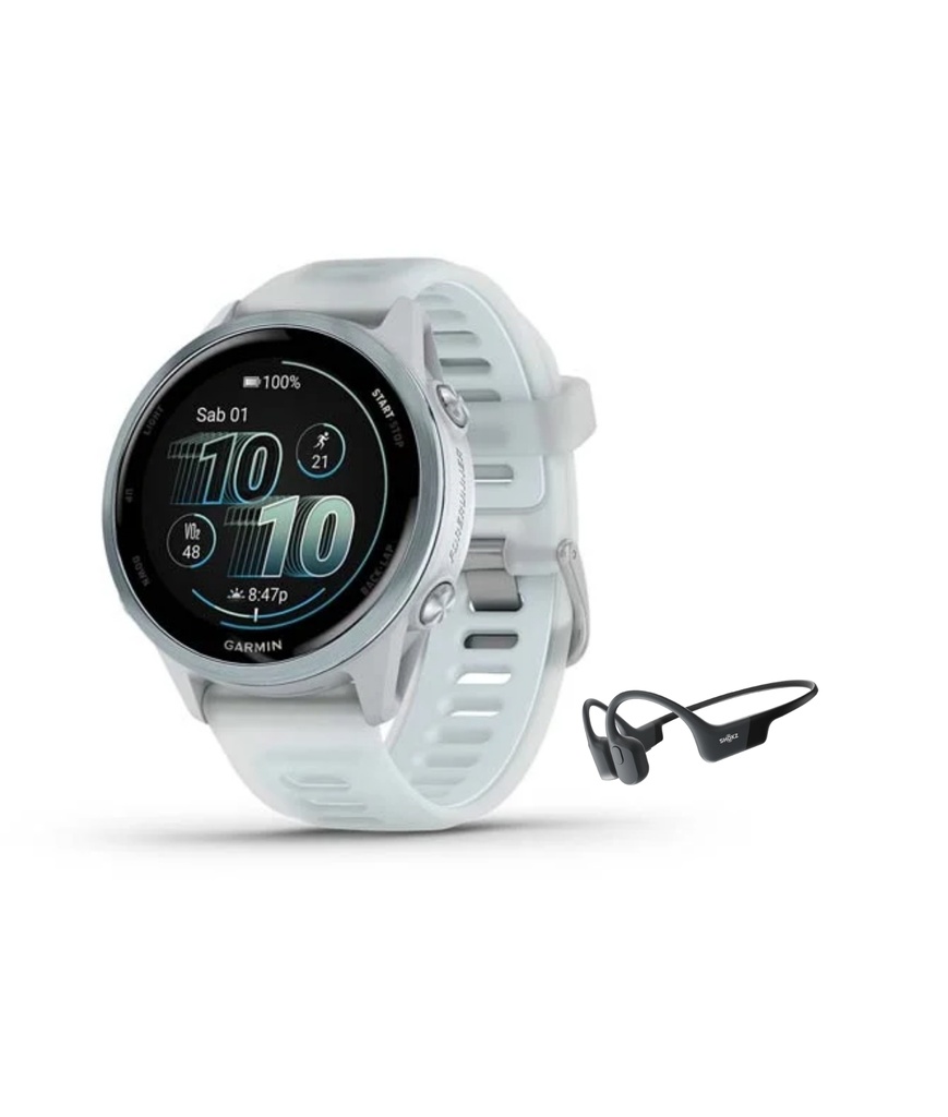 Forerunner 570 - 42mm Wifi, GPS (WHITESTONE/CLOUDBLUE) | Free AfterShokz Open Run